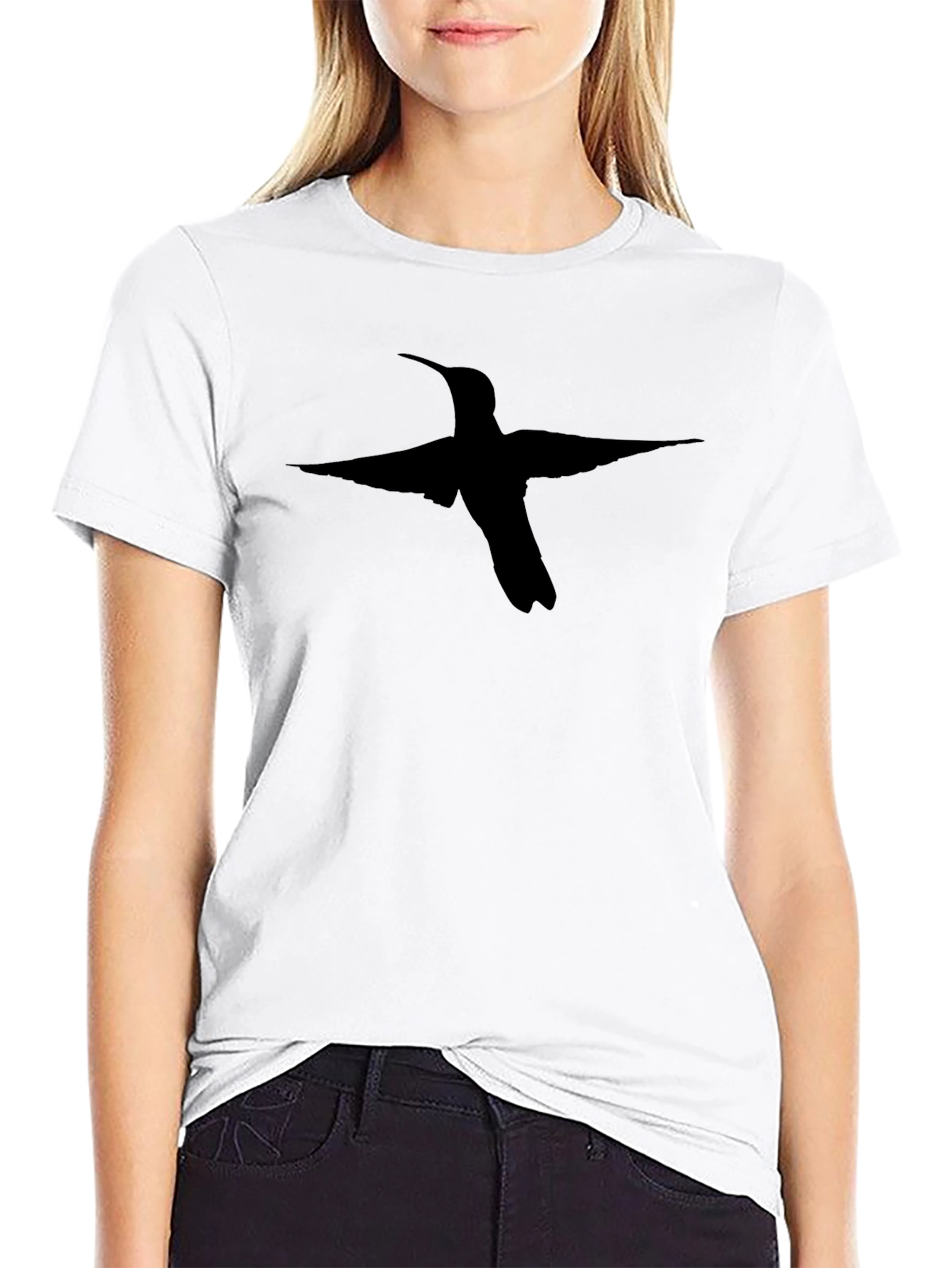 Black Hummingbird Graphic Tee - Stylish Bird Lovers T-Shirt