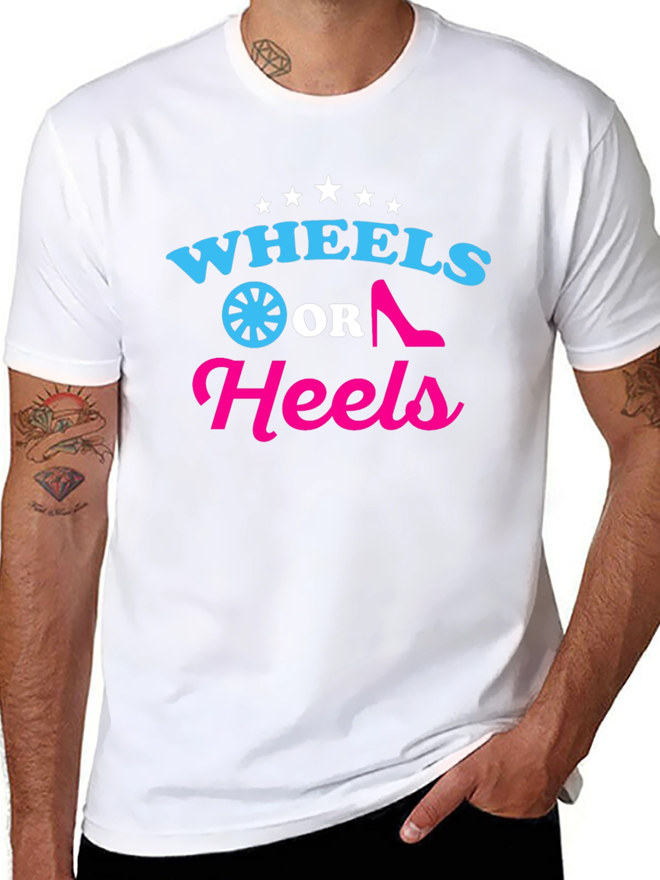Wheels or Heels Gender Reveal T-Shirt