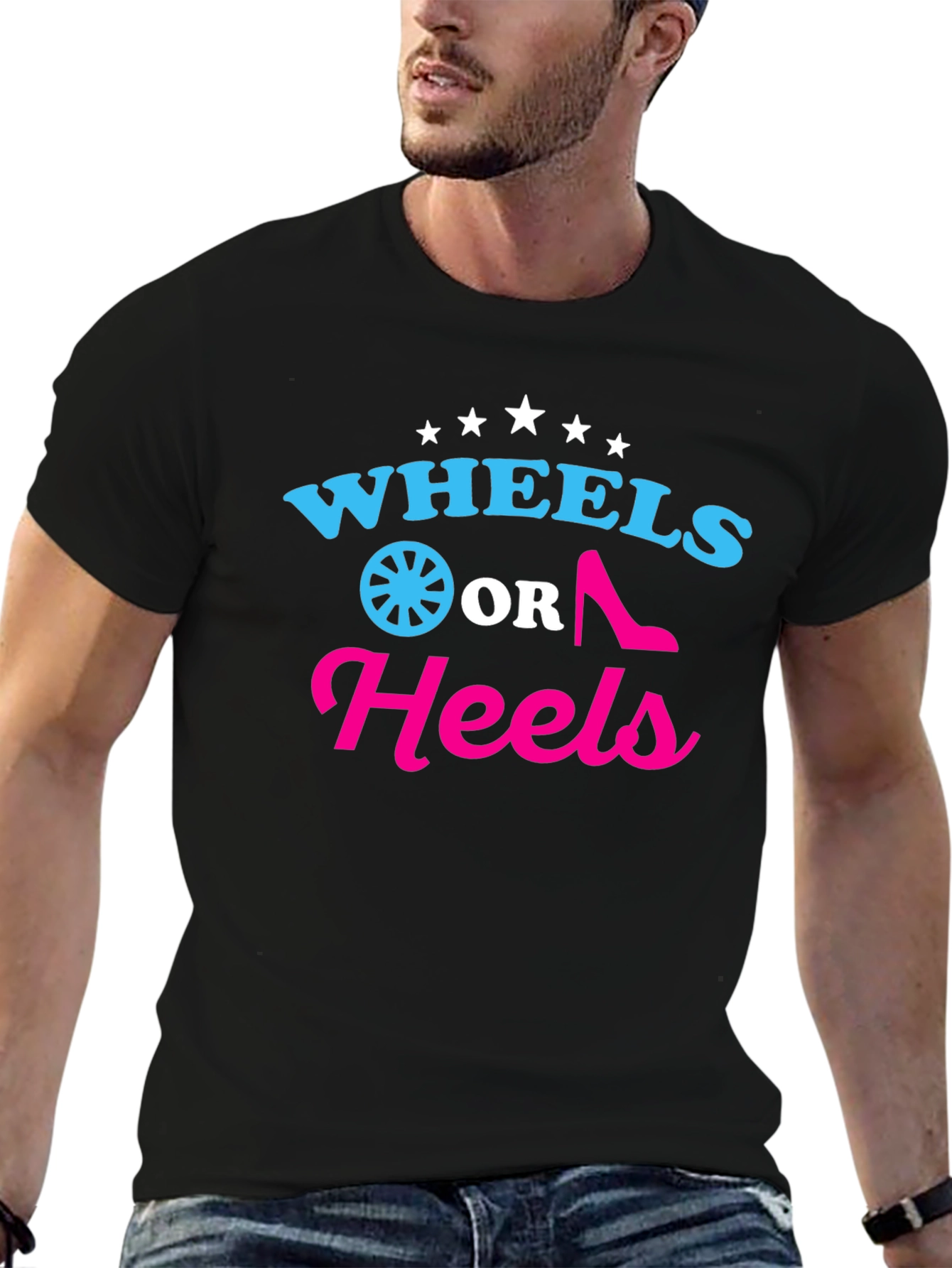 Wheels or Heels Gender Reveal T-Shirt