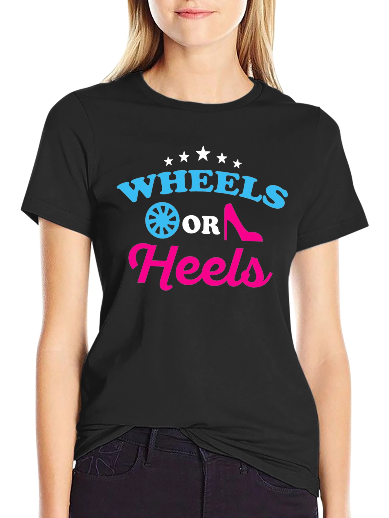 Wheels or Heels Gender Reveal T-Shirt