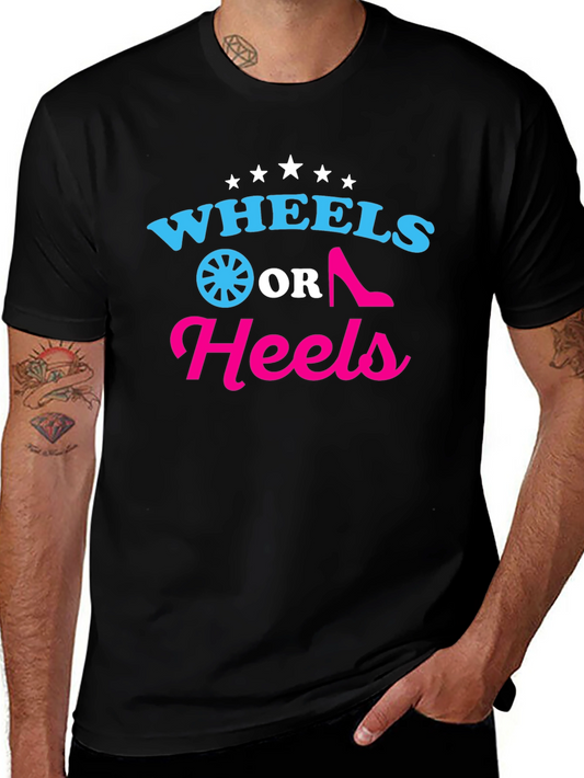 Wheels or Heels Gender Reveal T-Shirt