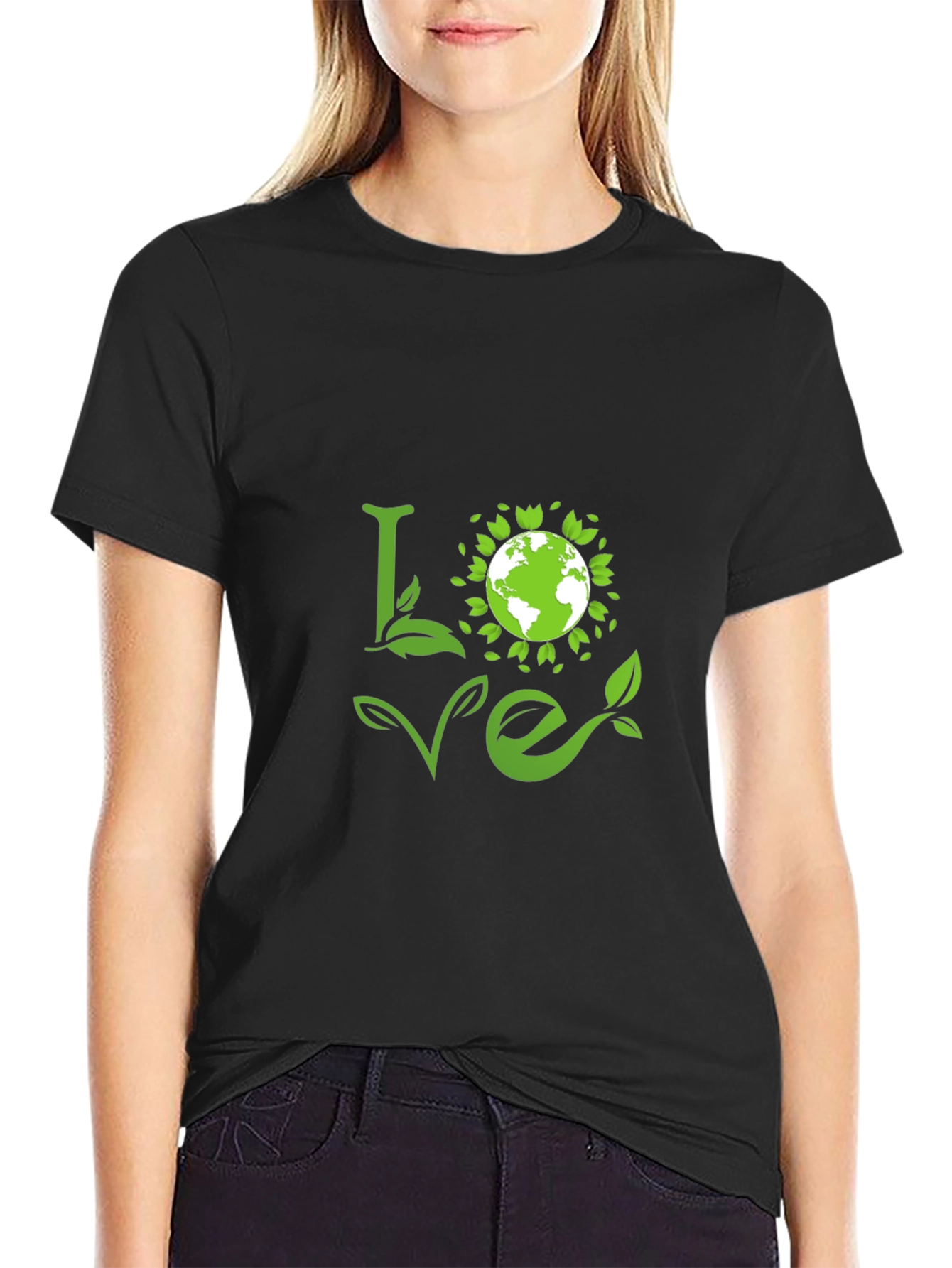 Love Earth Green Graphic Tee - Black