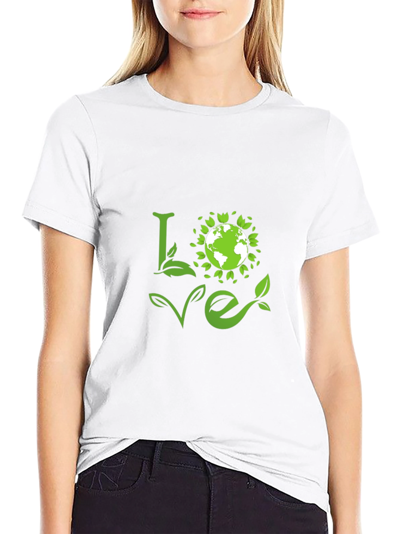 Love Earth Green Graphic Tee - Black