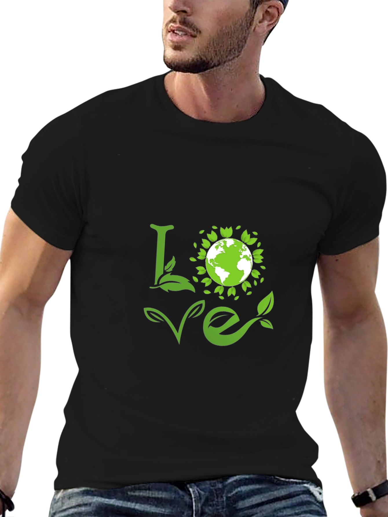 Love Earth Green Graphic Tee - Black