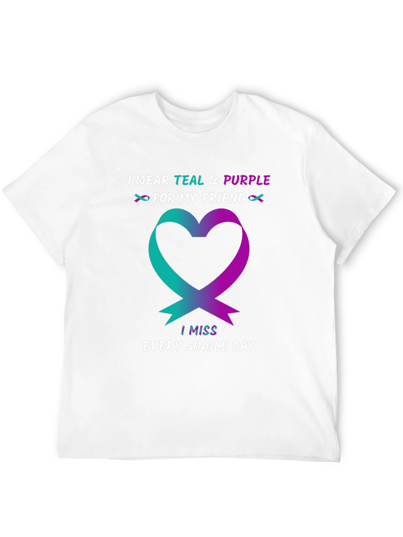 Teal & Purple Heart Ribbon Awareness T-Shirt