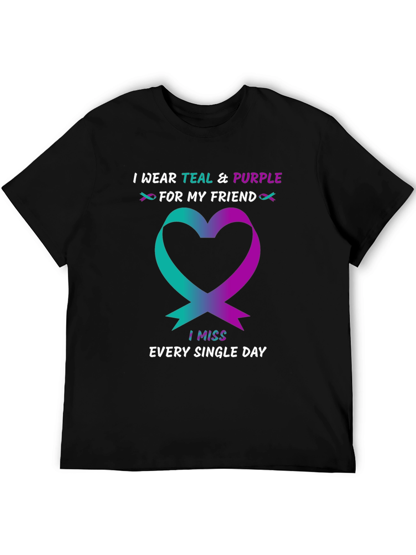 Teal & Purple Heart Ribbon Awareness T-Shirt
