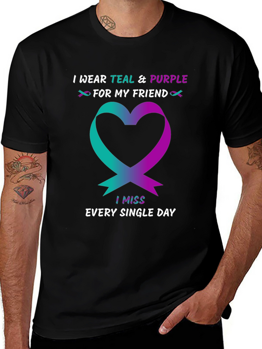 Teal & Purple Heart Ribbon Awareness T-Shirt