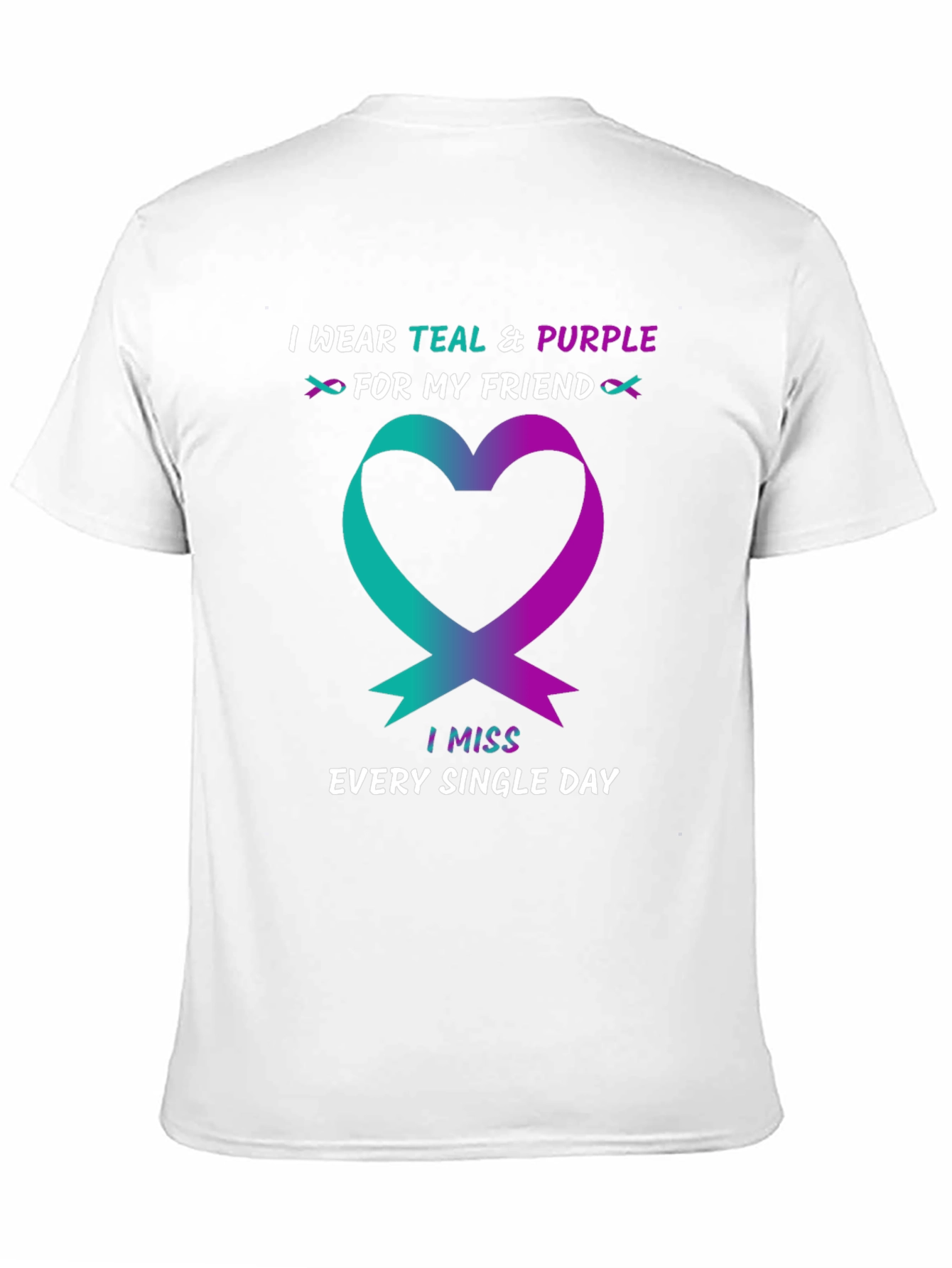 Teal & Purple Heart Ribbon Awareness T-Shirt