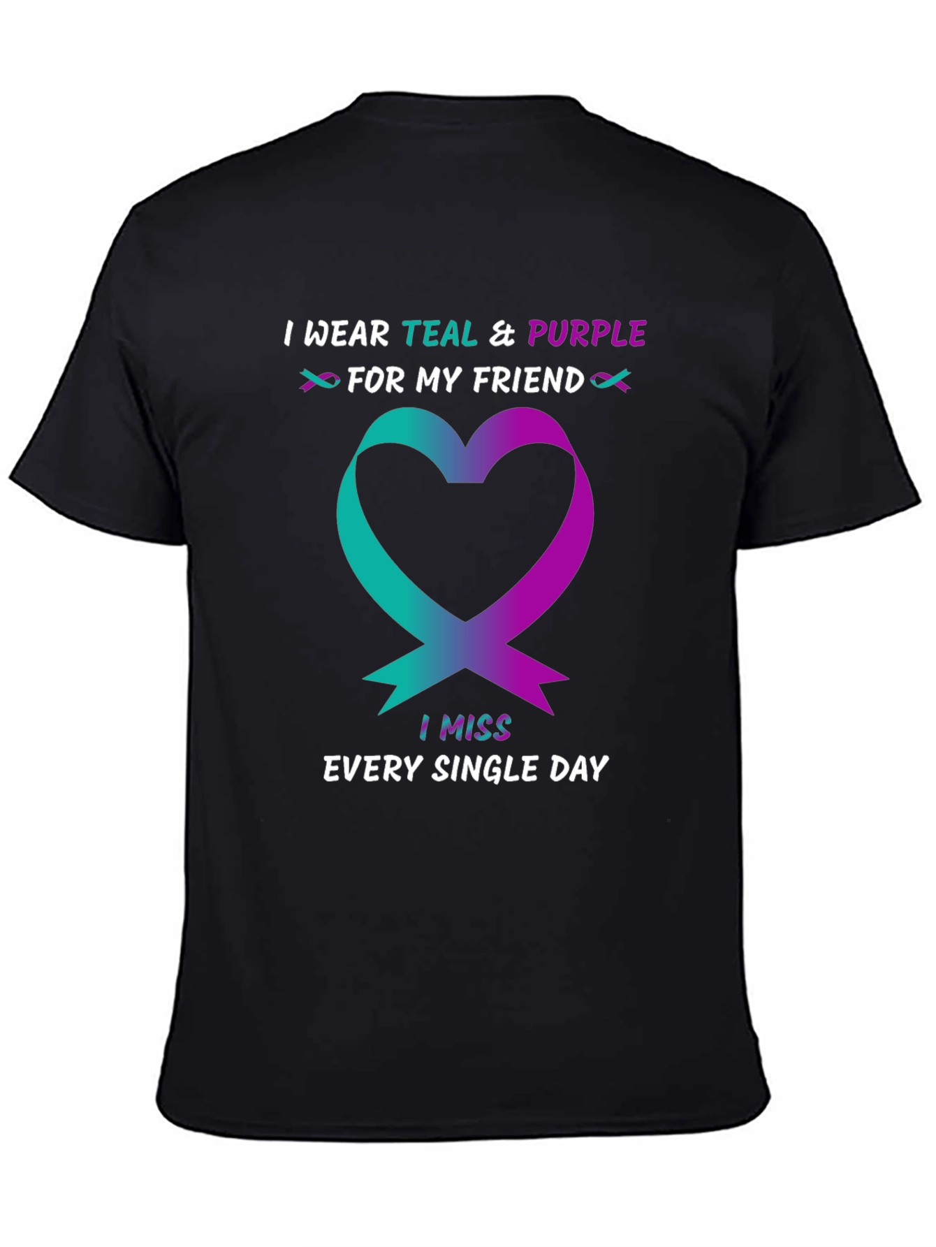 Teal & Purple Heart Ribbon Awareness T-Shirt