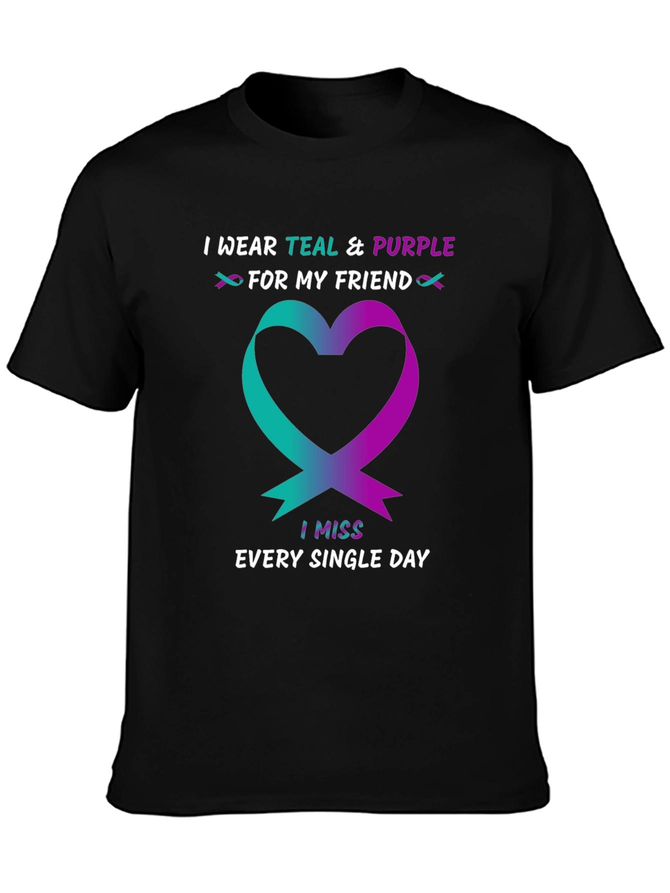 Teal & Purple Heart Ribbon Awareness T-Shirt