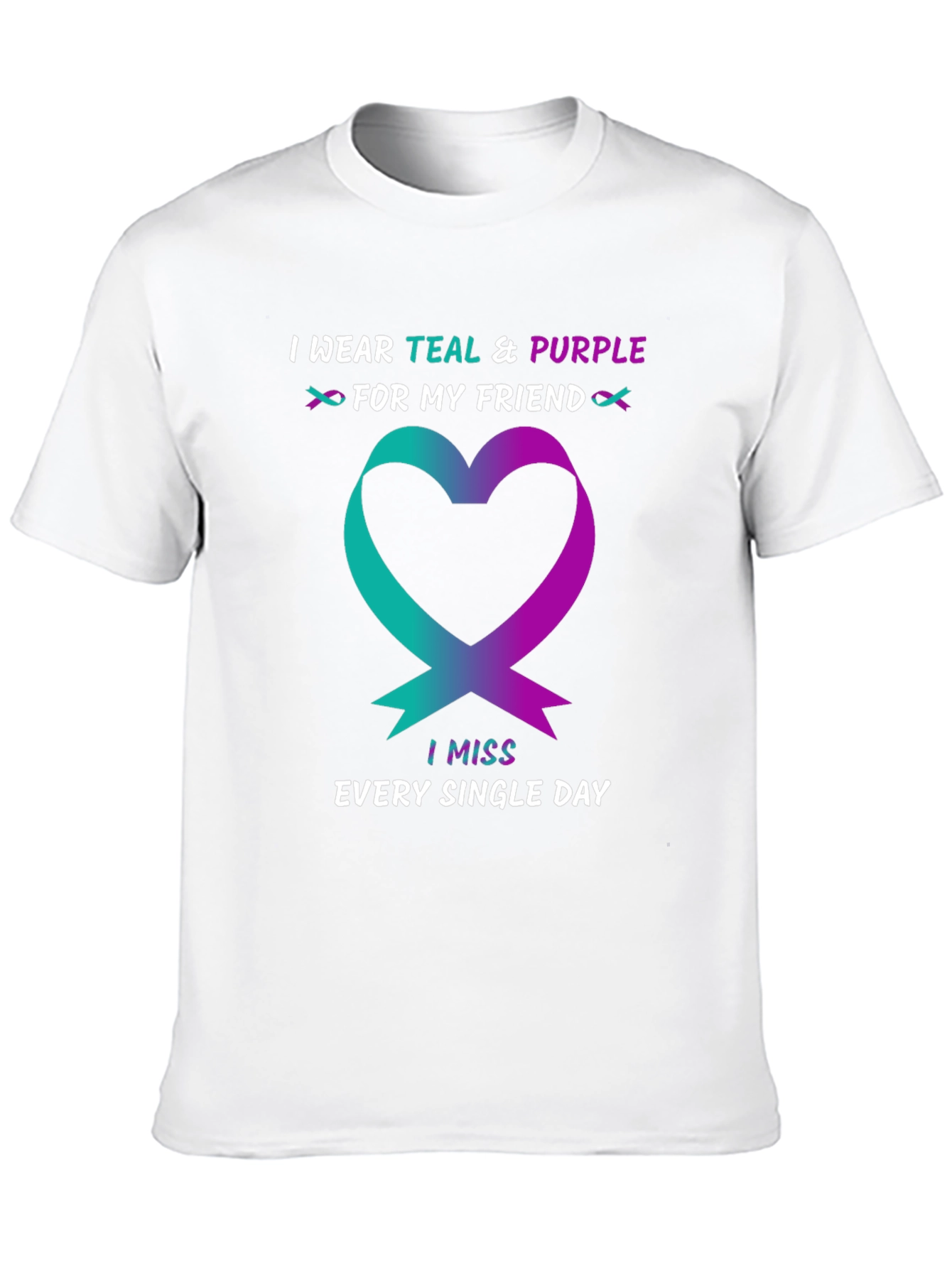 Teal & Purple Heart Ribbon Awareness T-Shirt