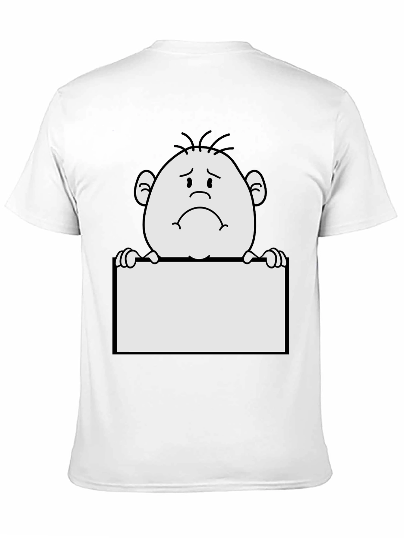 Sad Character Graphic Print Black T-Shirt