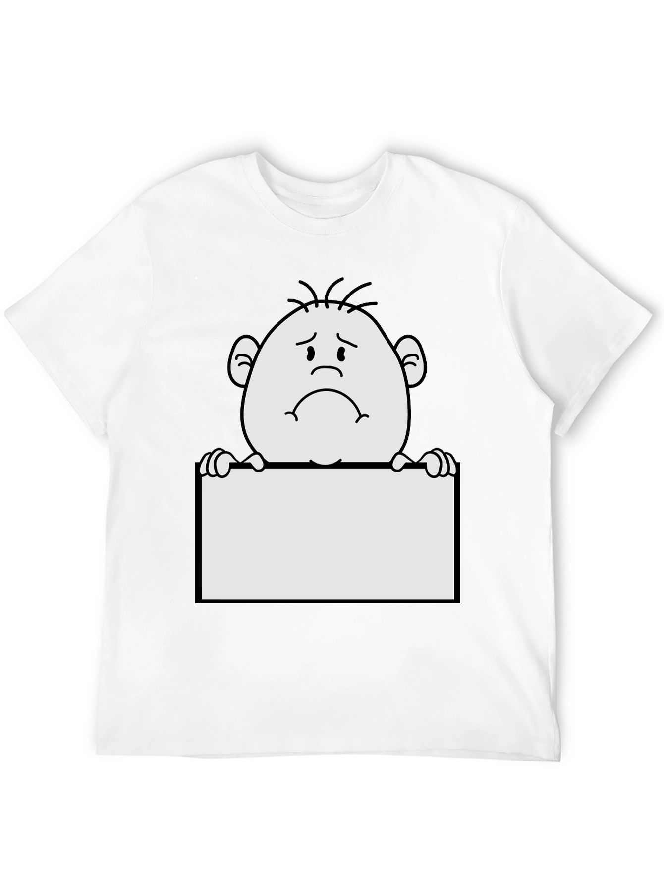 Sad Character Graphic Print Black T-Shirt
