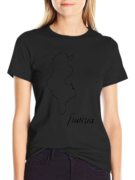 Tunisia Map Black T-Shirt - Minimalist Design