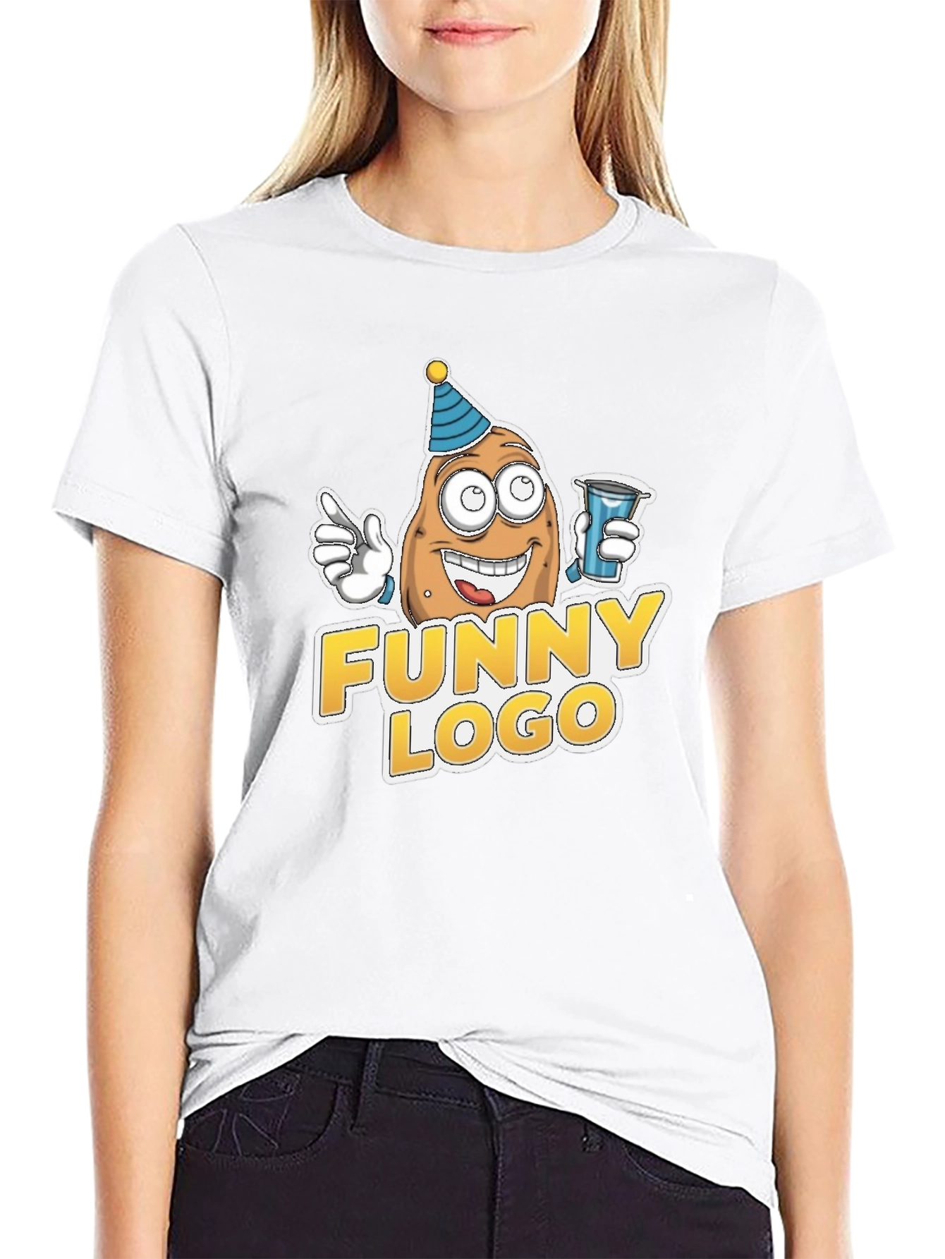 Funny Potato Logo Black T-Shirt