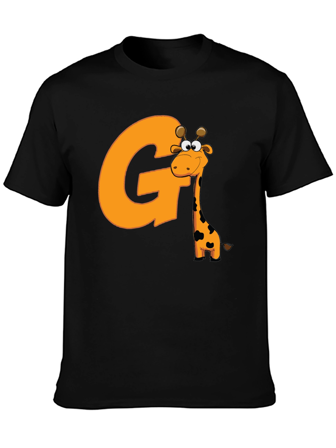 Fun Giraffe Initial G Black T-Shirt