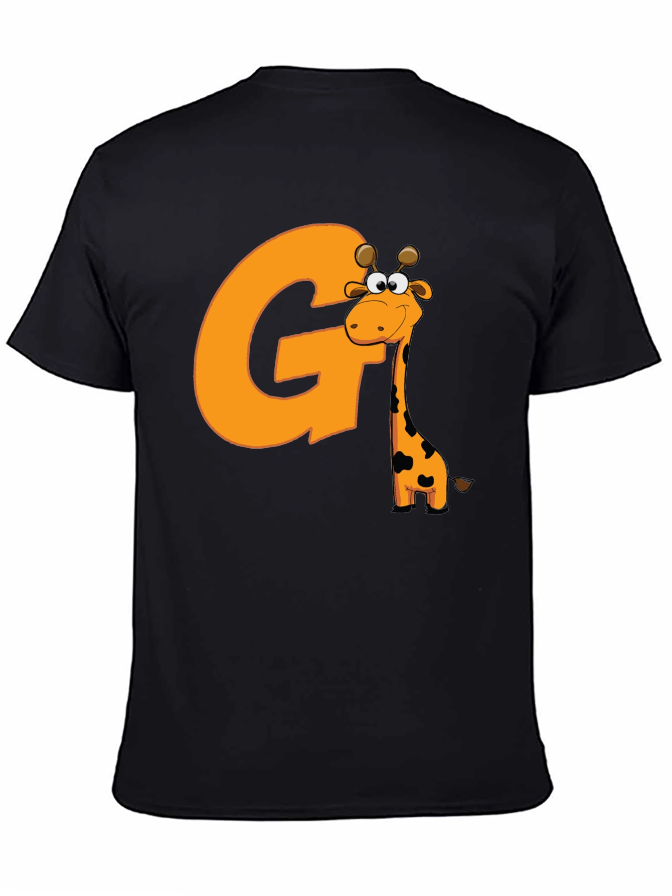 Fun Giraffe Initial G Black T-Shirt