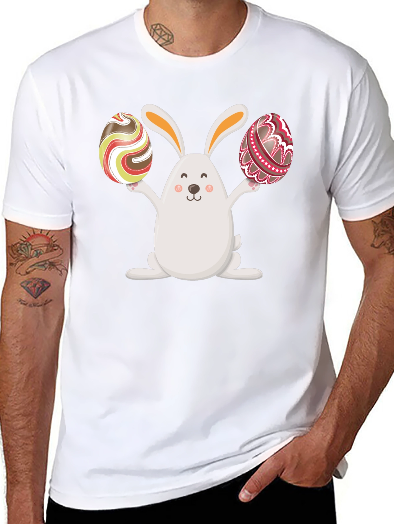 Easter Bunny Holding Easter Eggs Graphic Tee