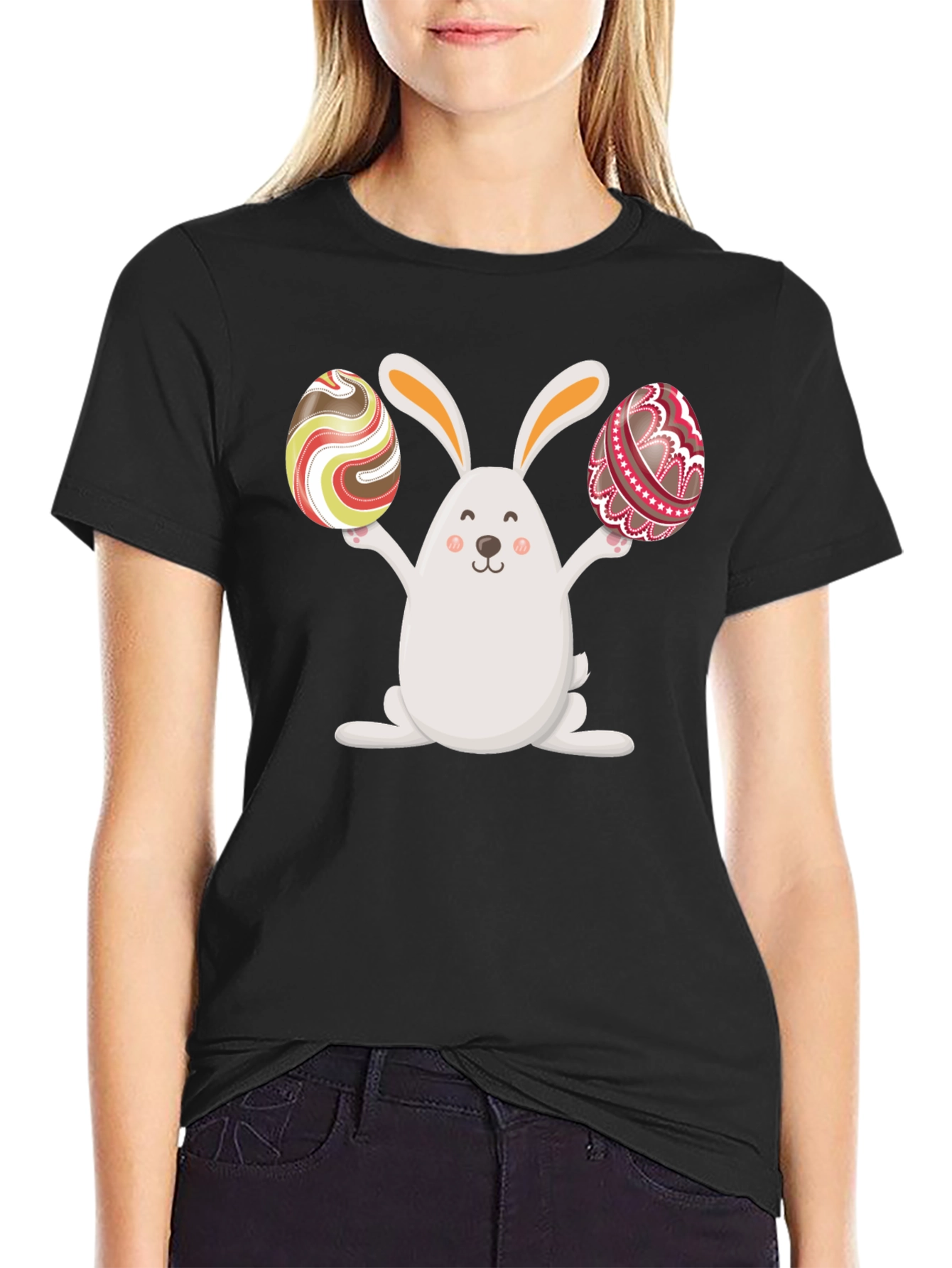 Easter Bunny Holding Easter Eggs Graphic Tee