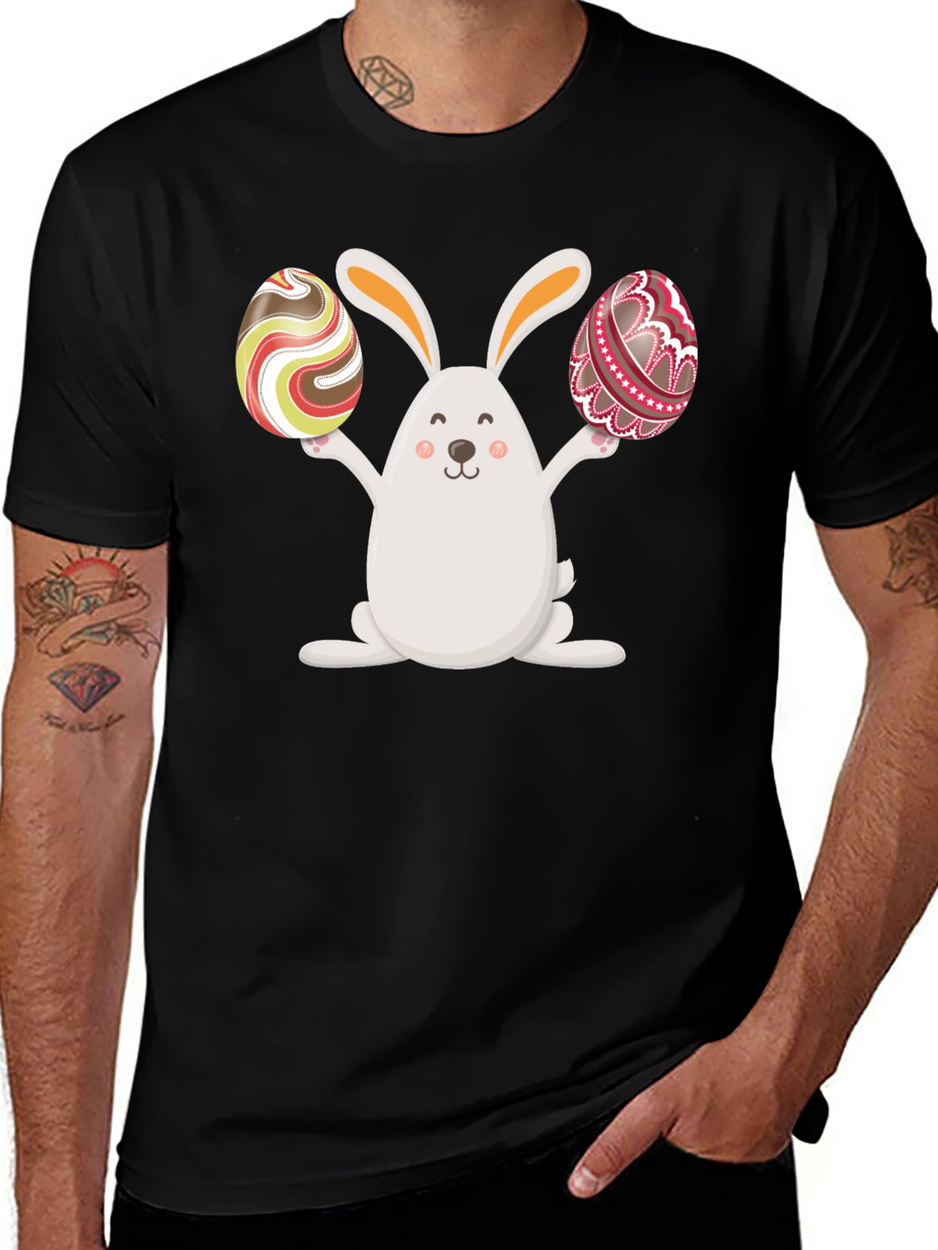Easter Bunny Holding Easter Eggs Graphic Tee