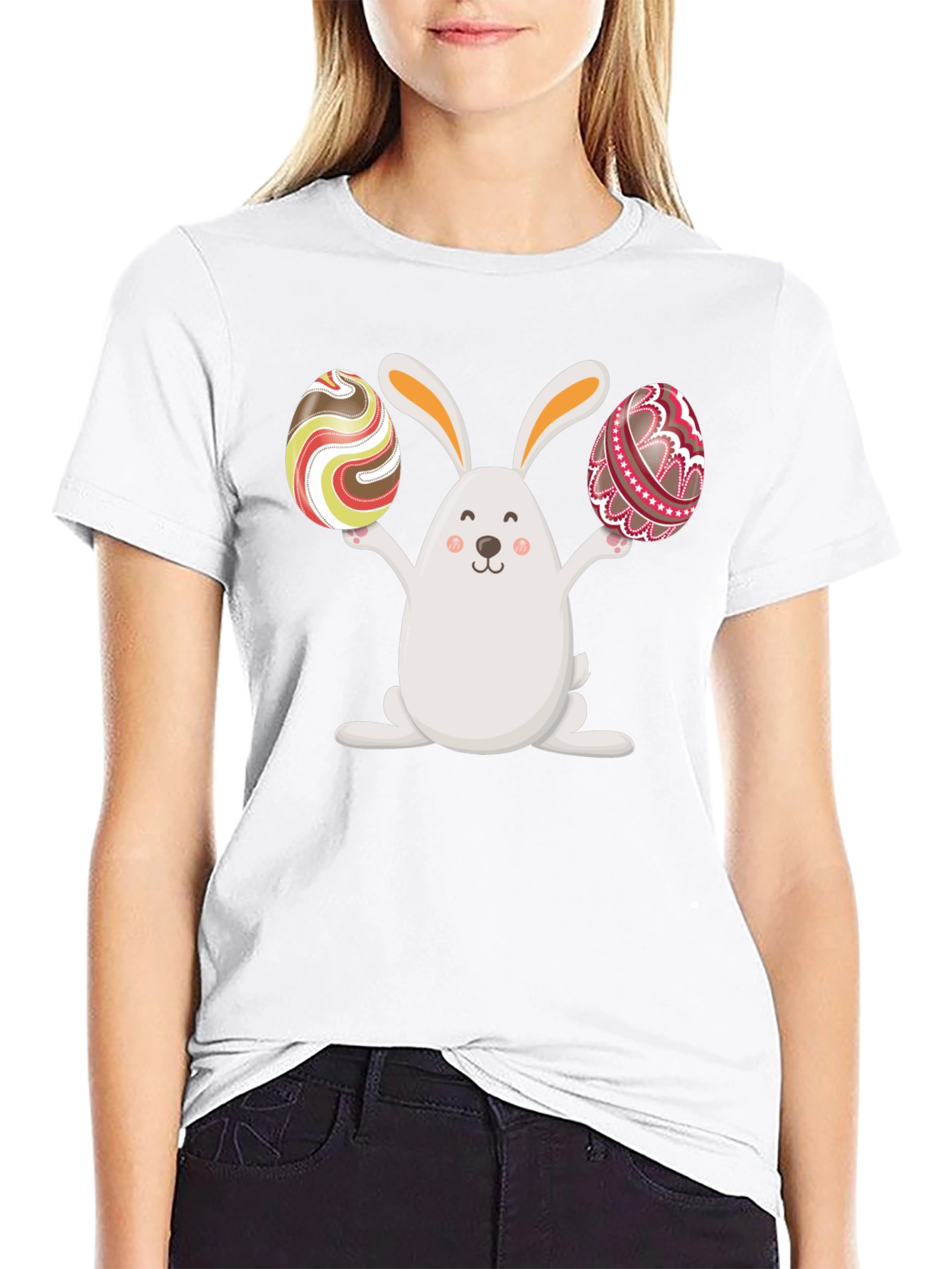 Easter Bunny Holding Easter Eggs Graphic Tee