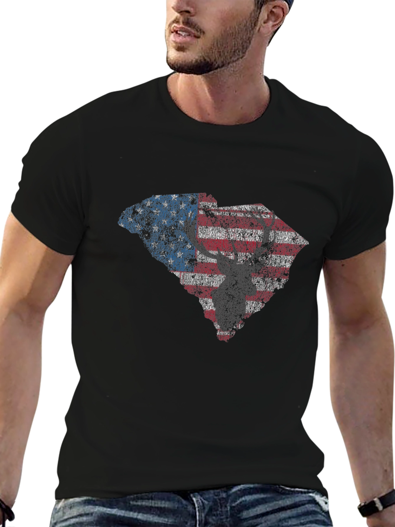 American Flag Deer Silhouette Graphic Tee