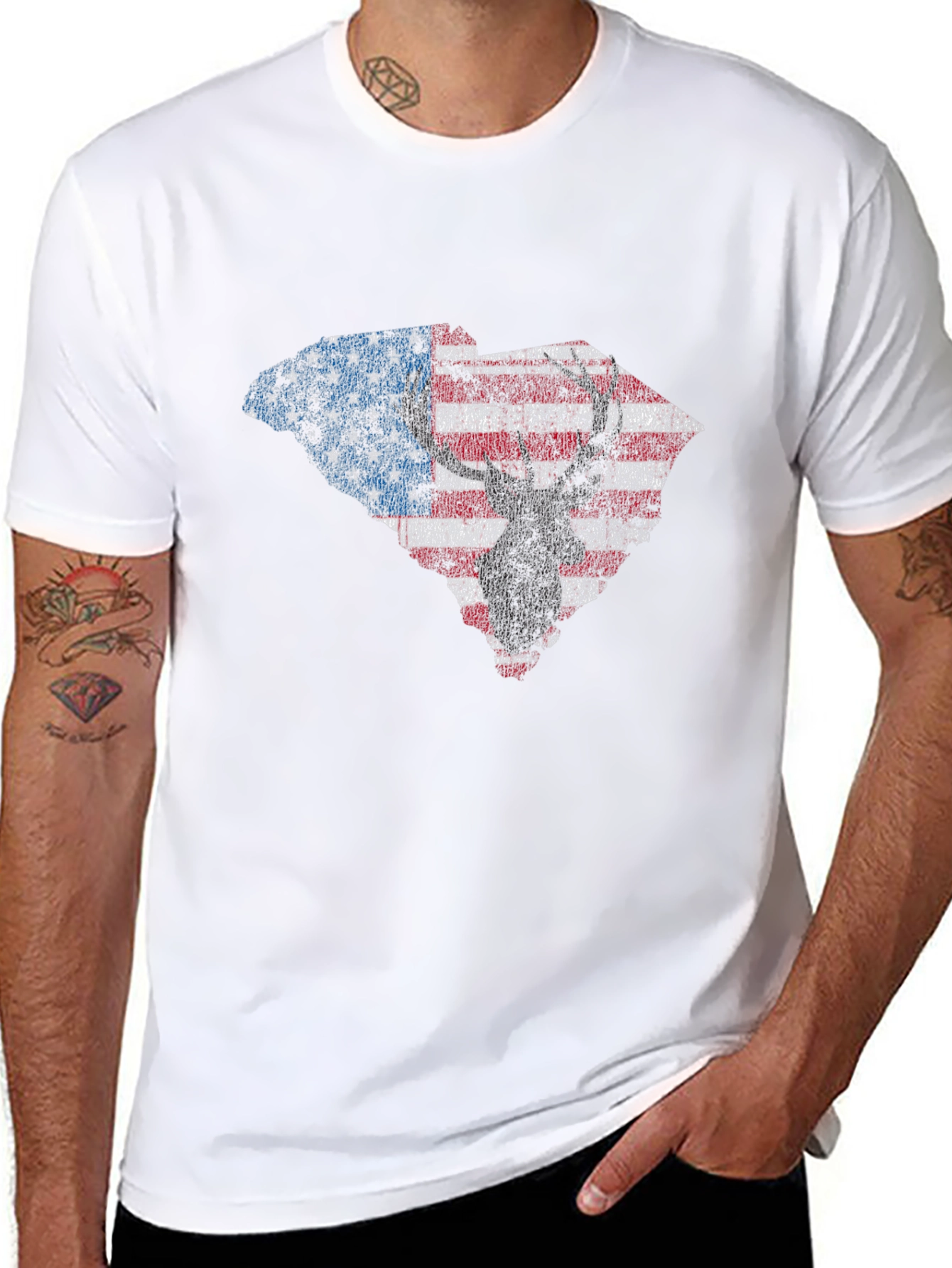 American Flag Deer Silhouette Graphic Tee