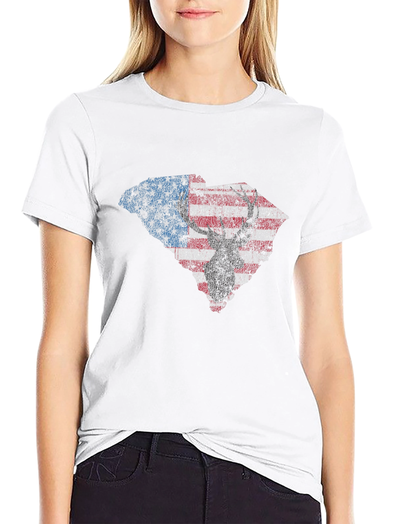 American Flag Deer Silhouette Graphic Tee