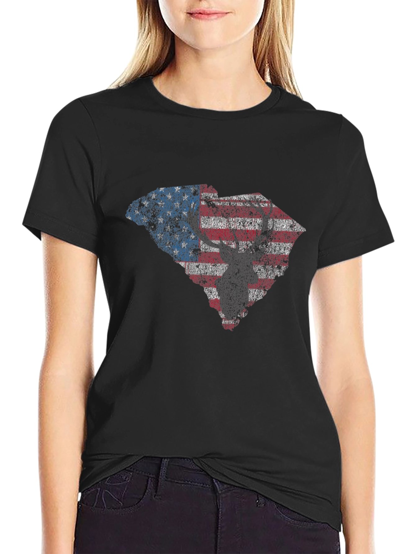 American Flag Deer Silhouette Graphic Tee