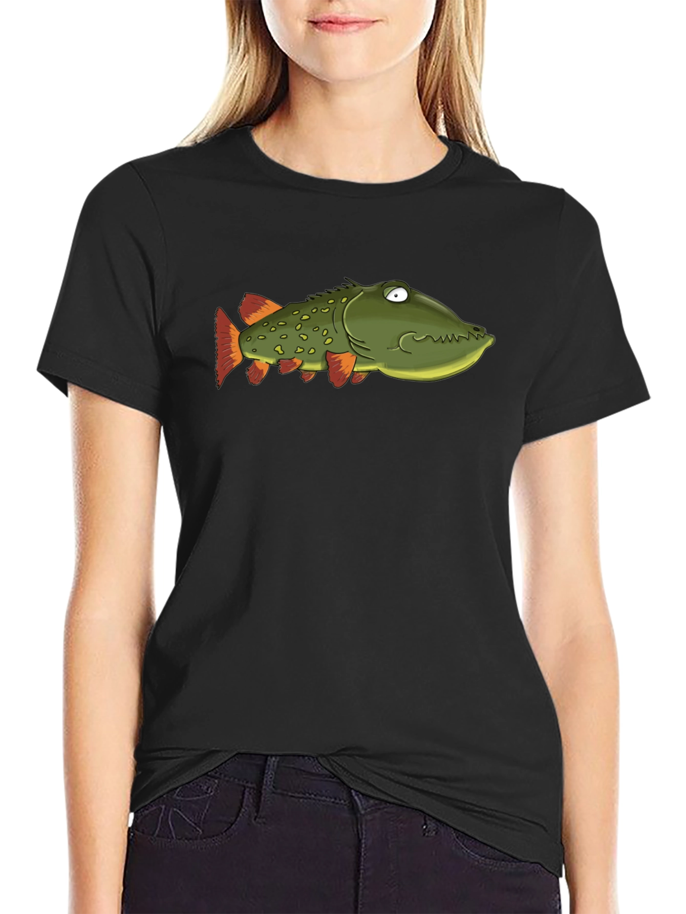 Funny Fish Graphic T-Shirt - Unique Cartoon Pike Design
