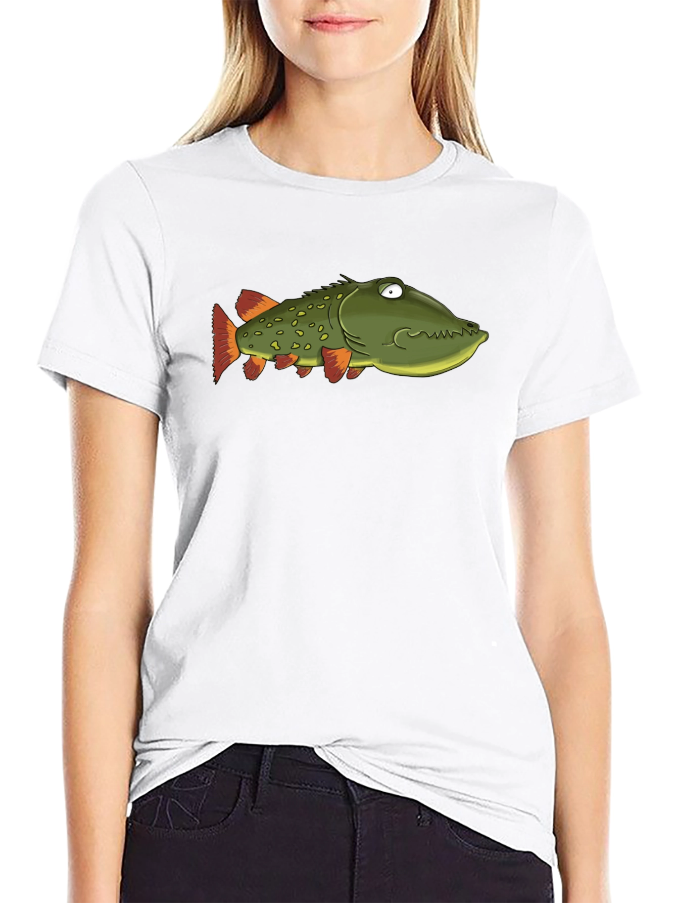 Funny Fish Graphic T-Shirt - Unique Cartoon Pike Design