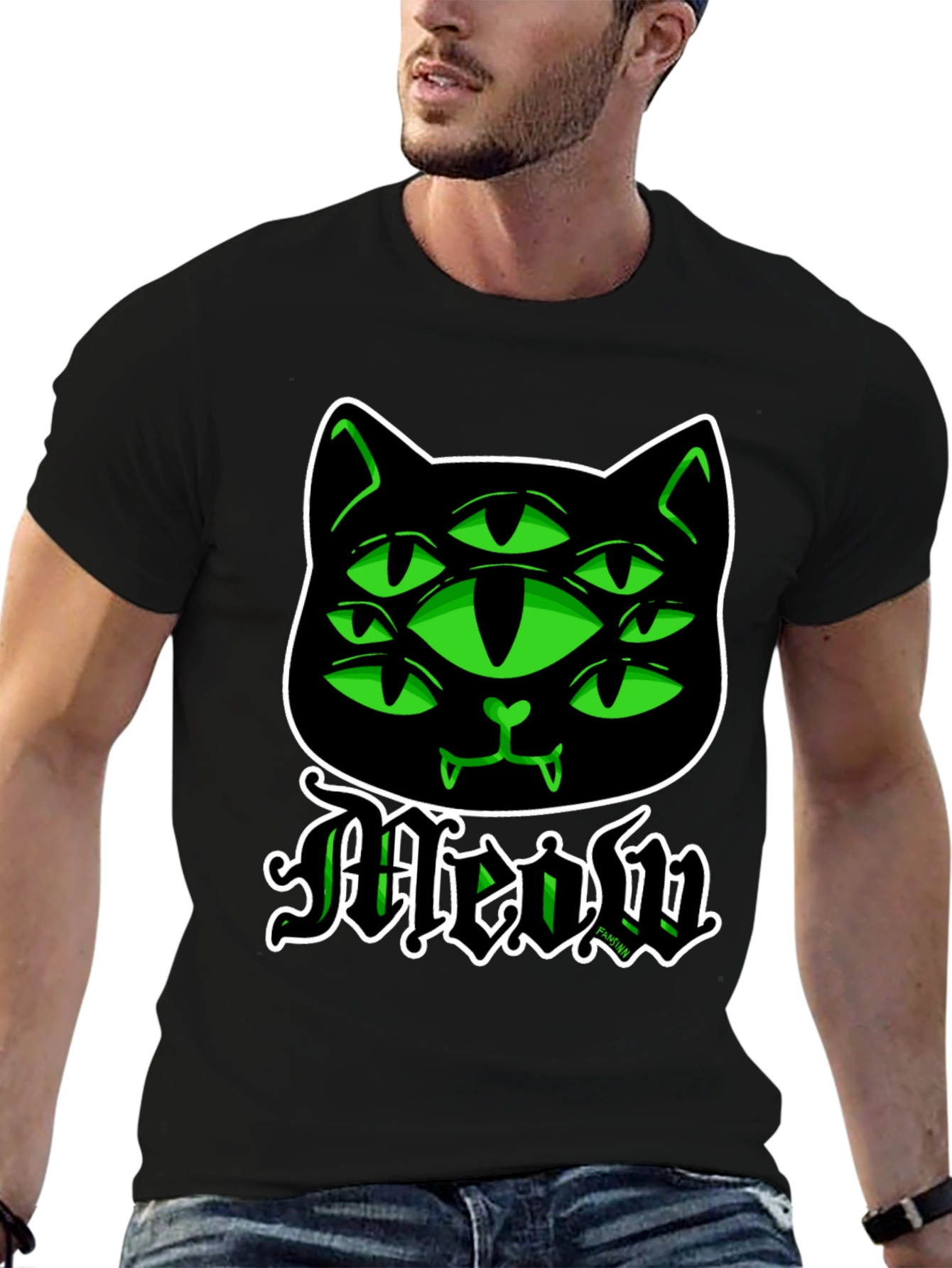 Six-Eyed Cat Meow Graphic T-Shirt
