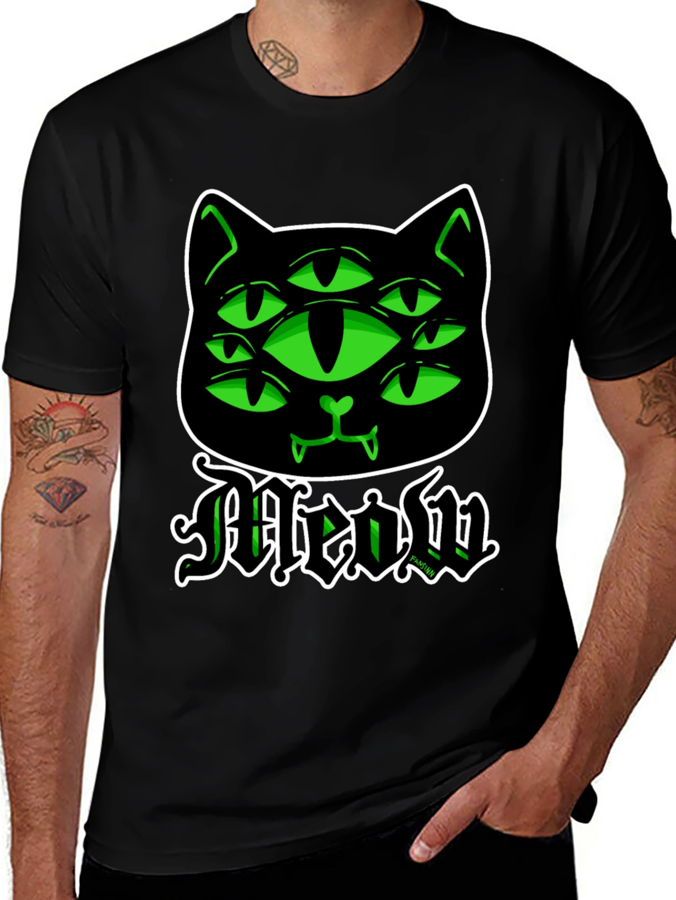 Six-Eyed Cat Meow Graphic T-Shirt