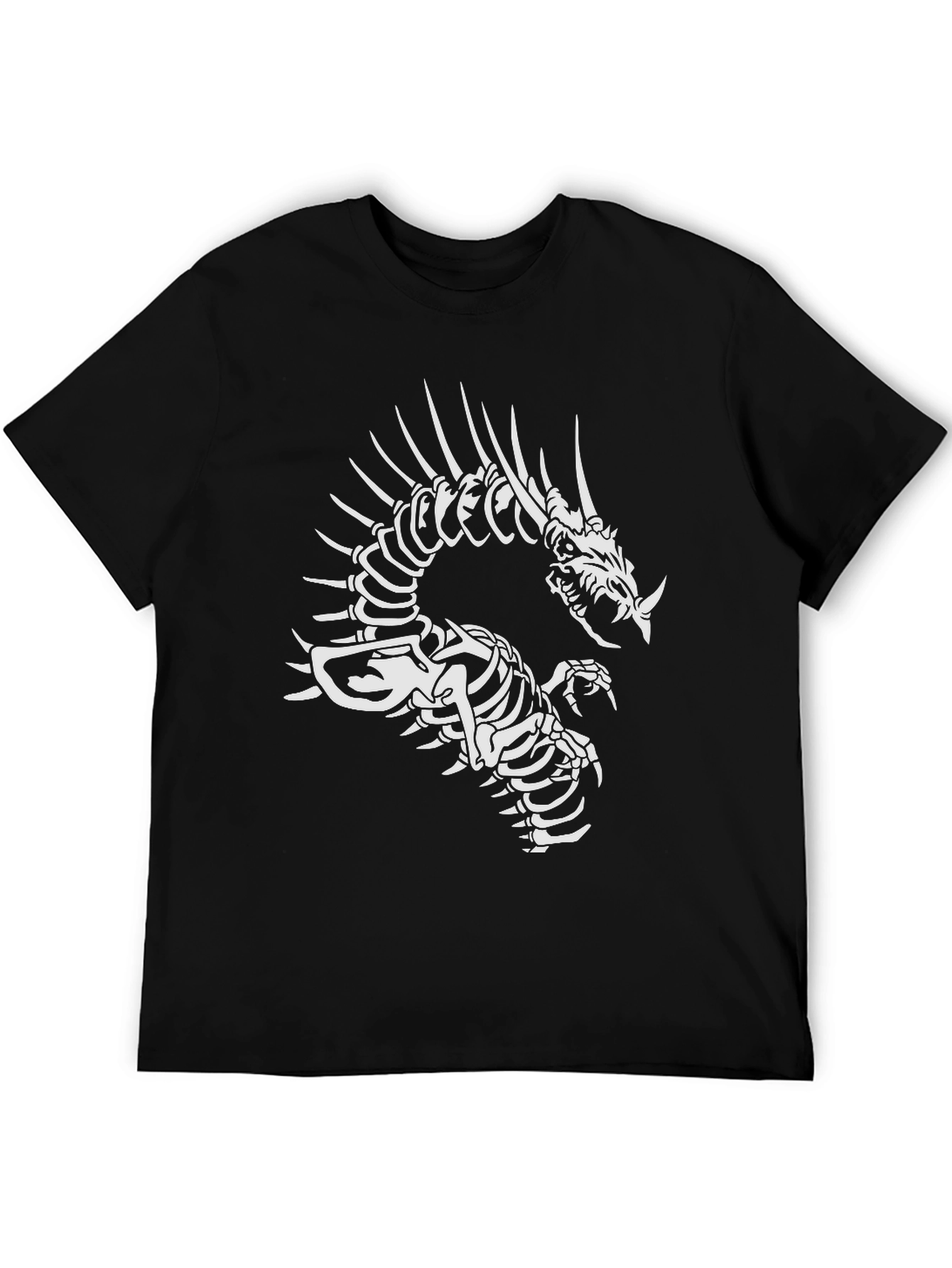 Skeleton Dragon Graphic T-Shirt - Black