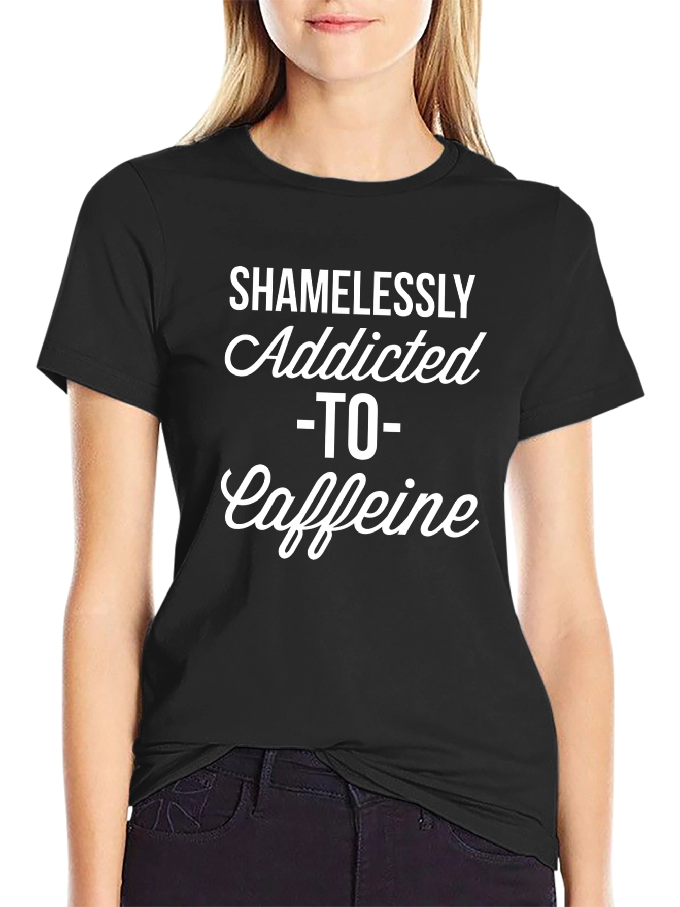 Shamelessly Addicted to Caffeine Black T-Shirt
