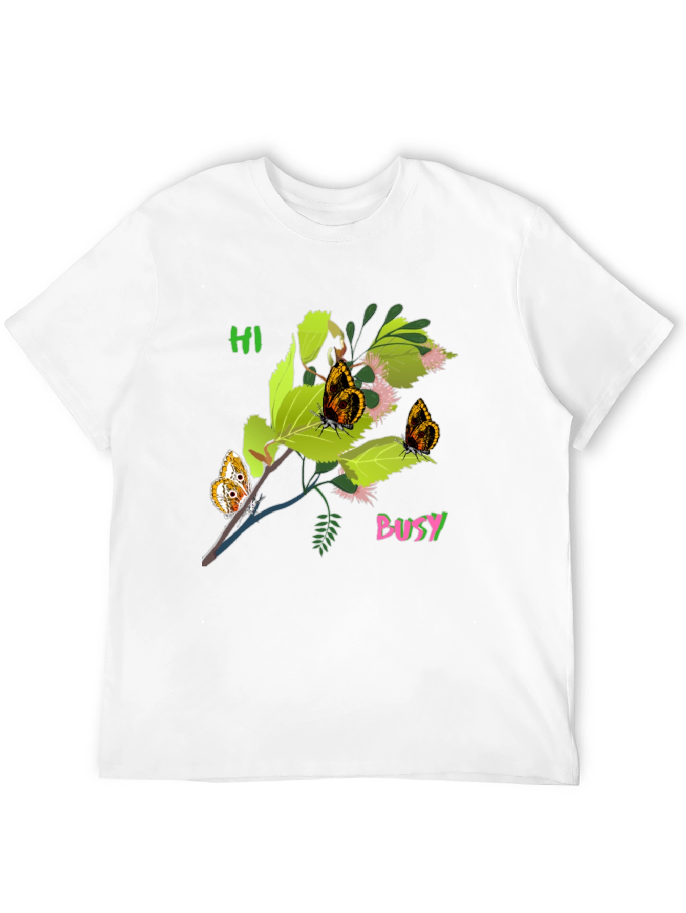 Black T-Shirt with Butterfly Bush Graphic