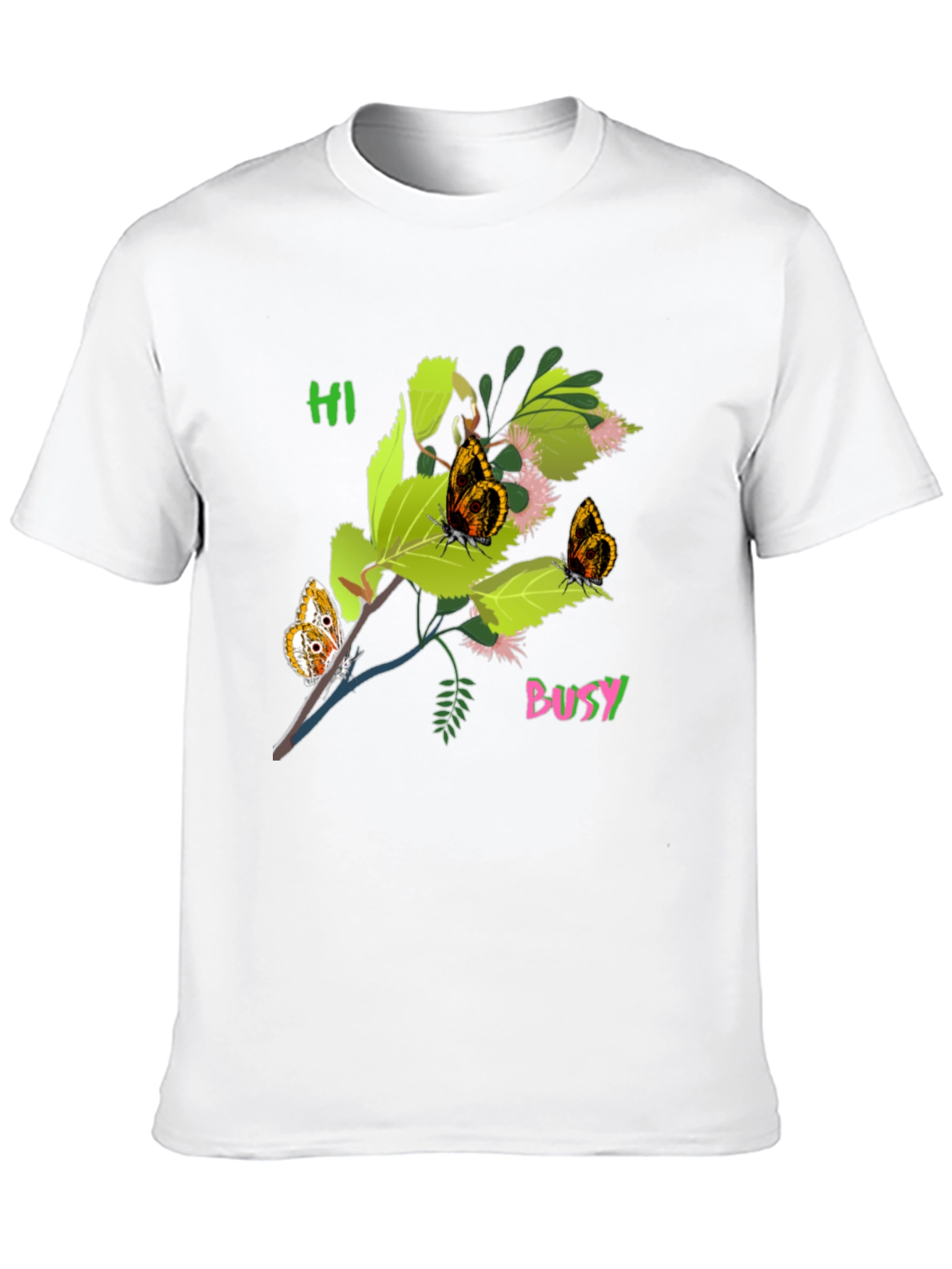 Black T-Shirt with Butterfly Bush Graphic