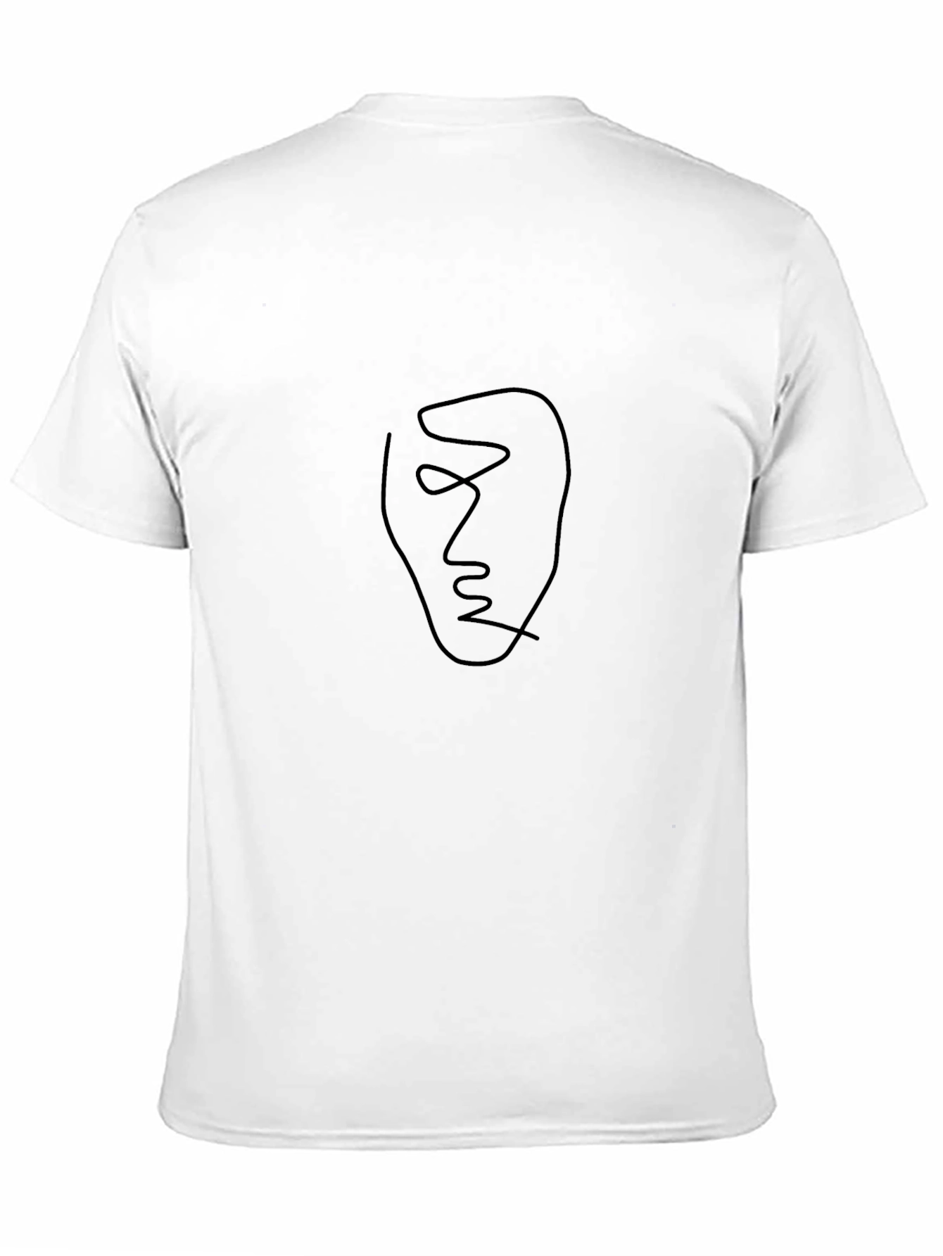 Abstract Face Line Art Black T-Shirt