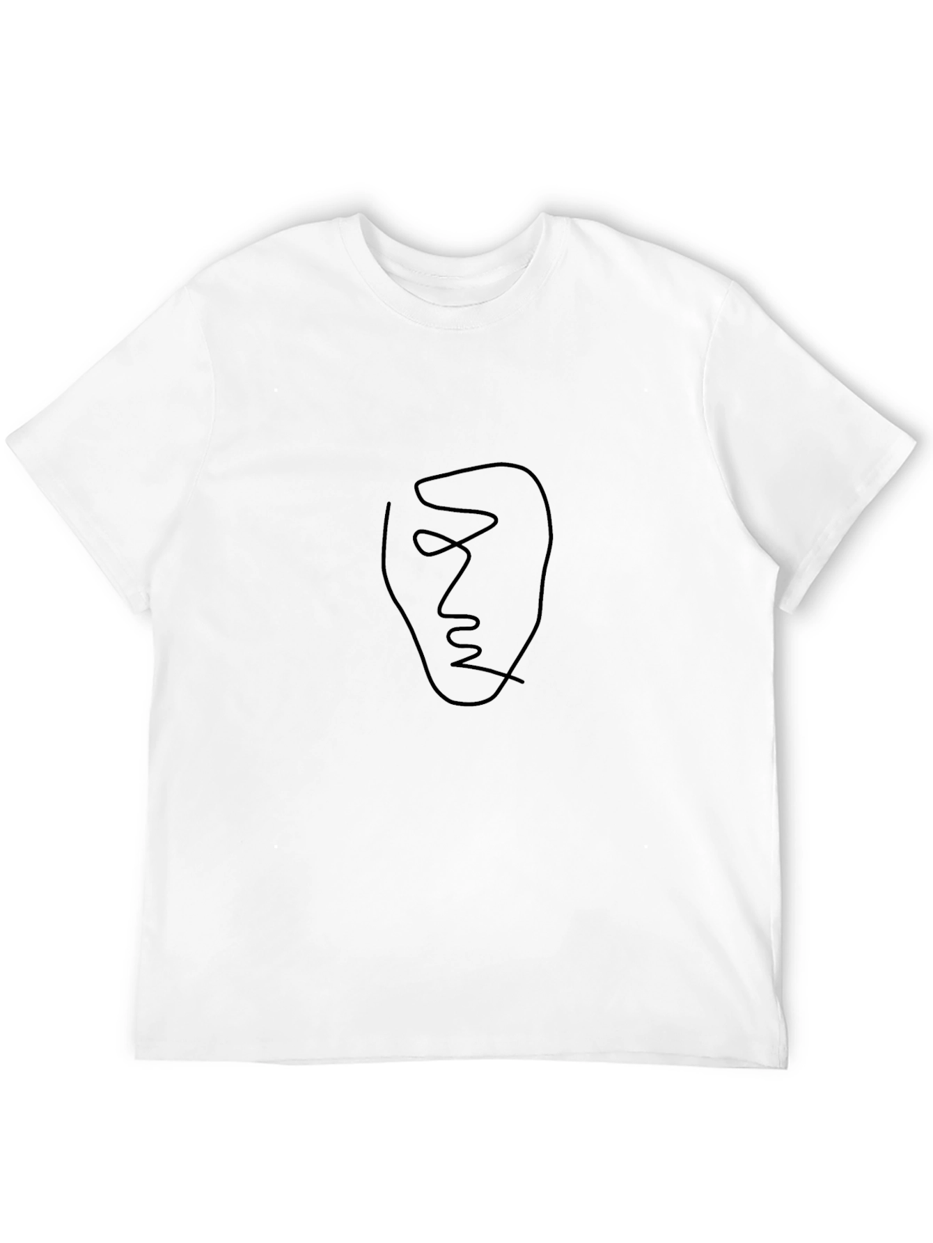 Abstract Face Line Art Black T-Shirt