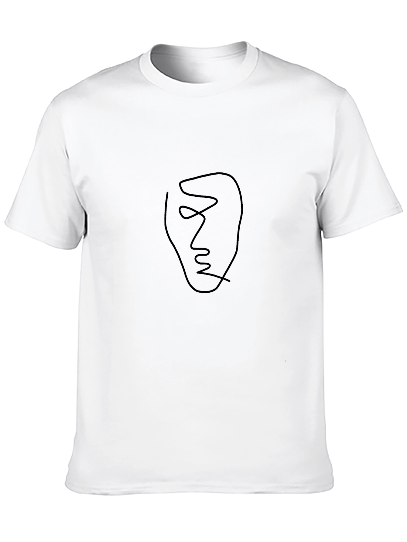 Abstract Face Line Art Black T-Shirt