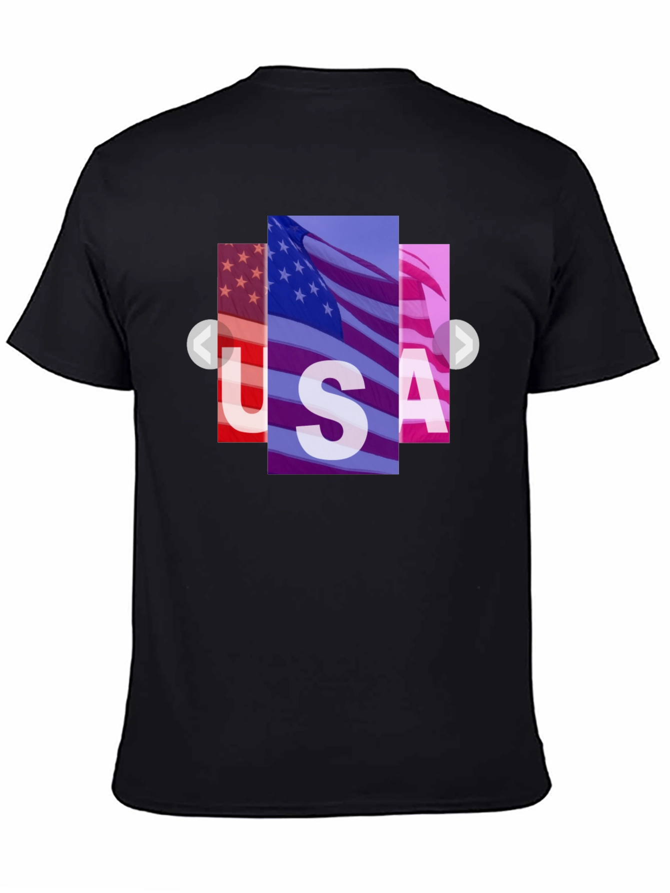 USA Flag Graphic Print Black T-Shirt