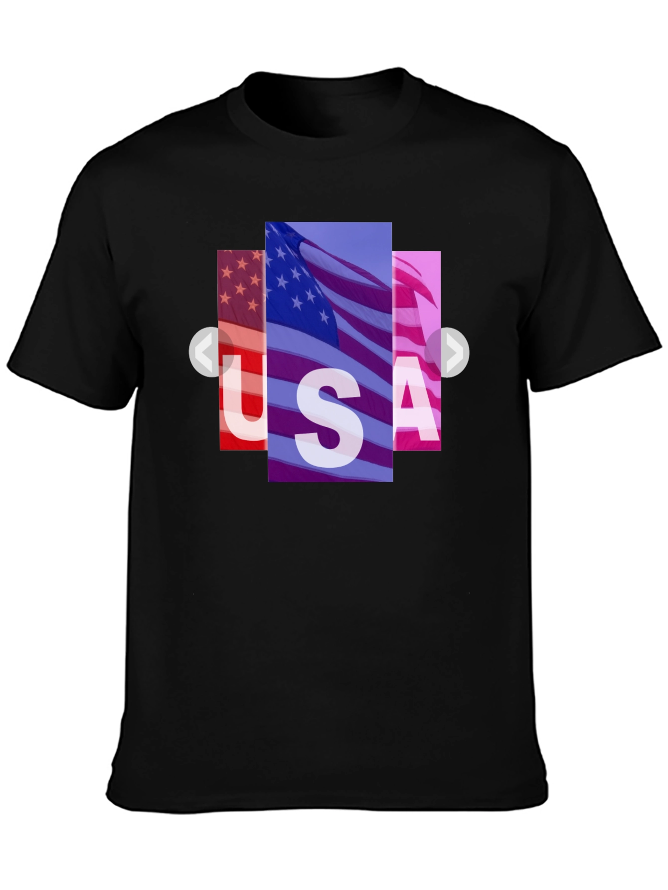 USA Flag Graphic Print Black T-Shirt