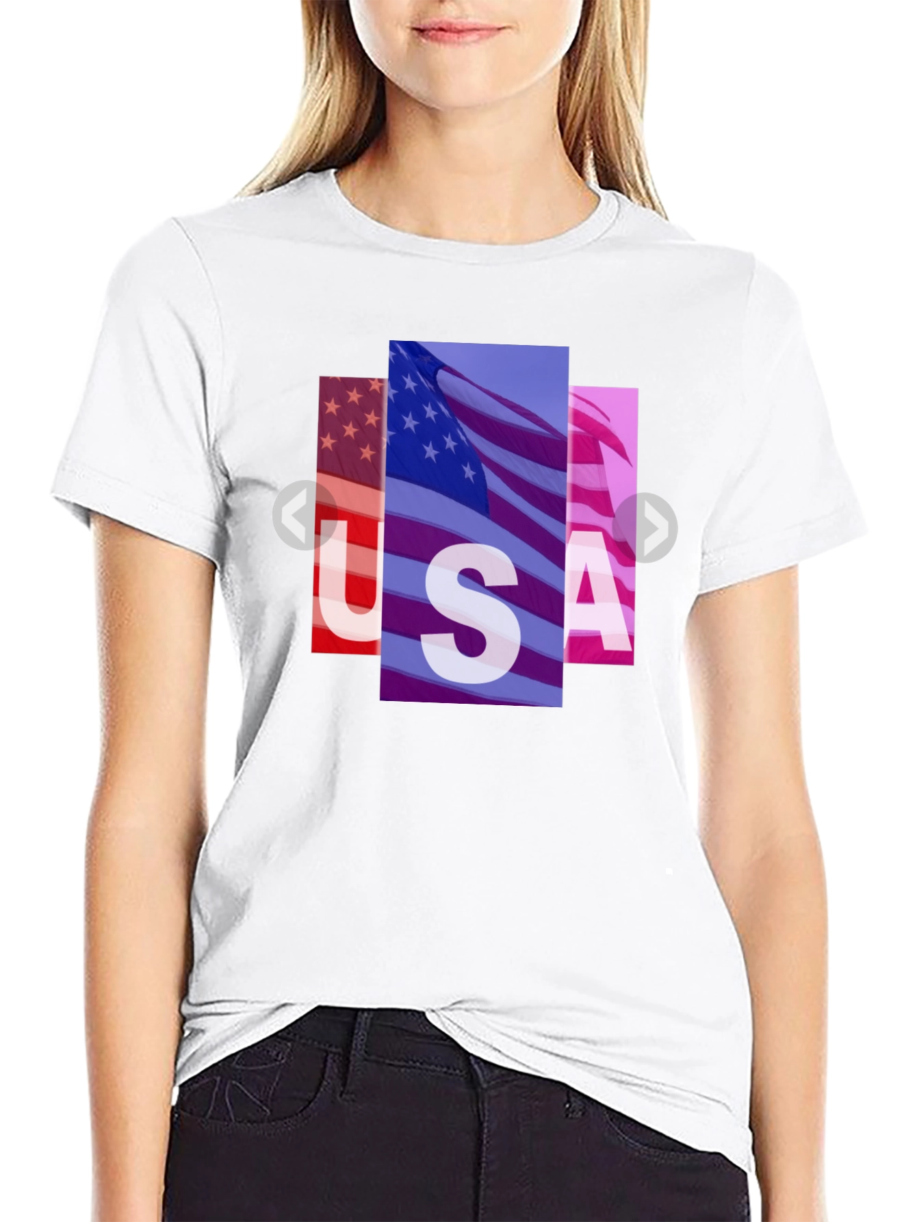USA Flag Graphic Print Black T-Shirt
