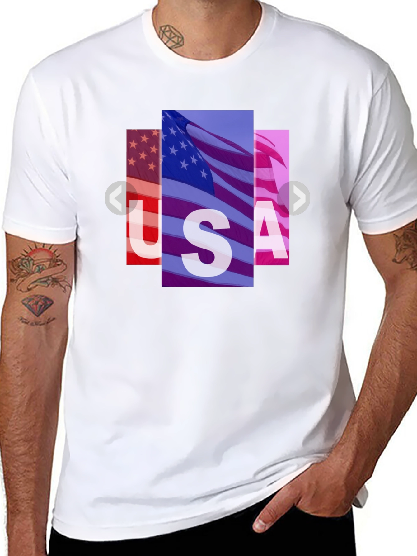 USA Flag Graphic Print Black T-Shirt