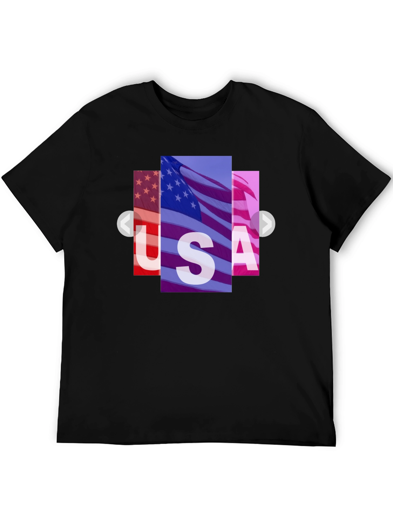 USA Flag Graphic Print Black T-Shirt