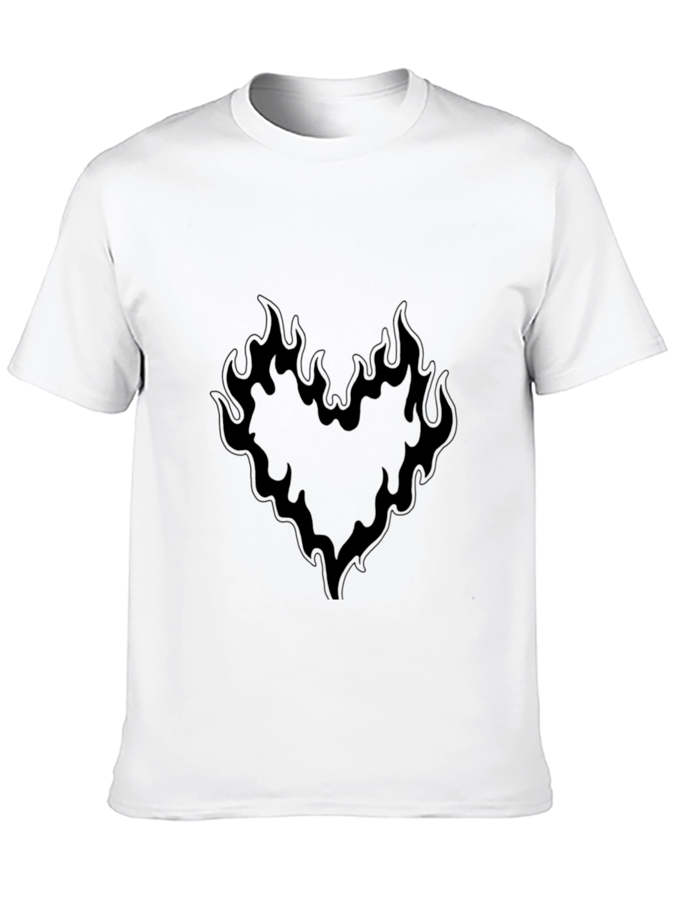 Fiery Heart Graphic Tee - Black Cotton Blend