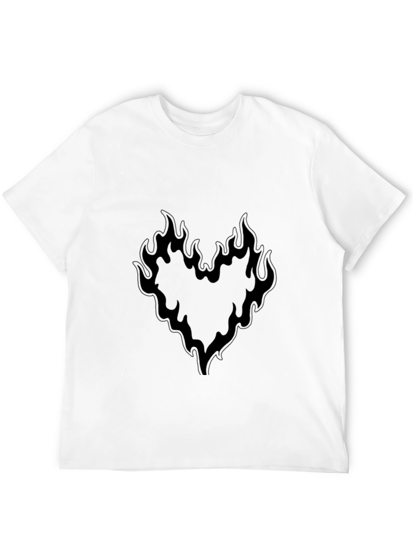 Fiery Heart Graphic Tee - Black Cotton Blend