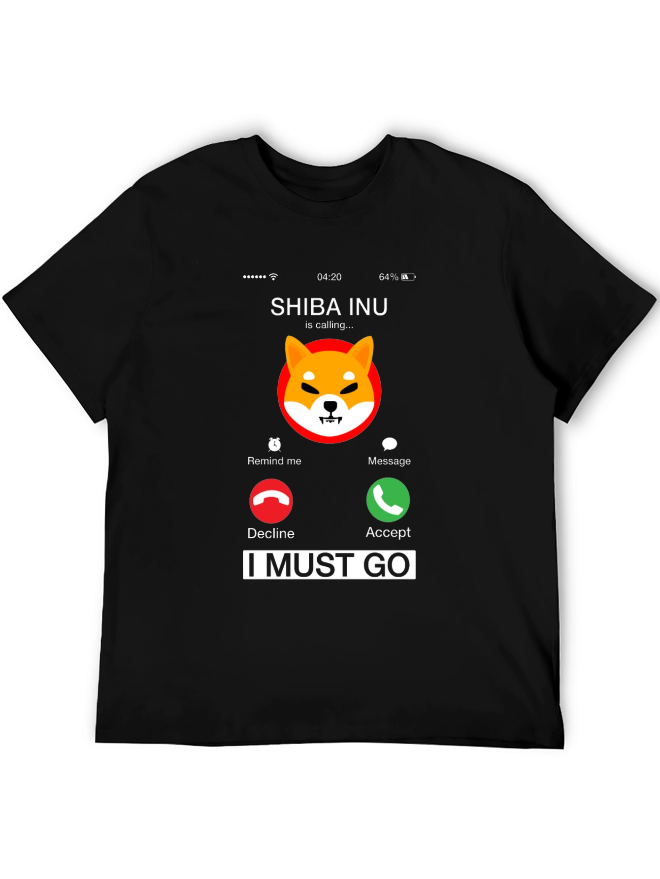 Shiba Inu Calling Black T-Shirt - I Must Go