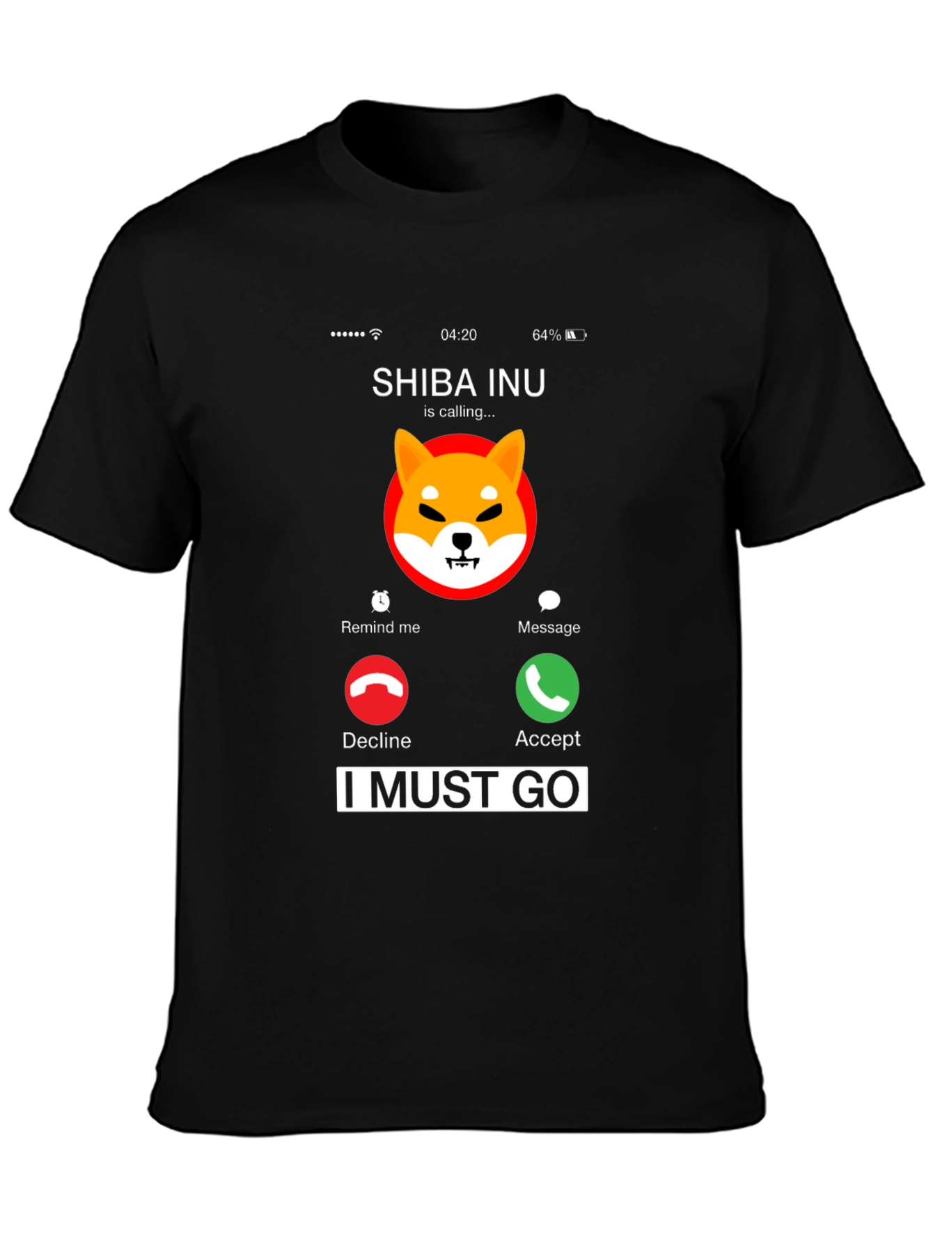 Shiba Inu Calling Black T-Shirt - I Must Go