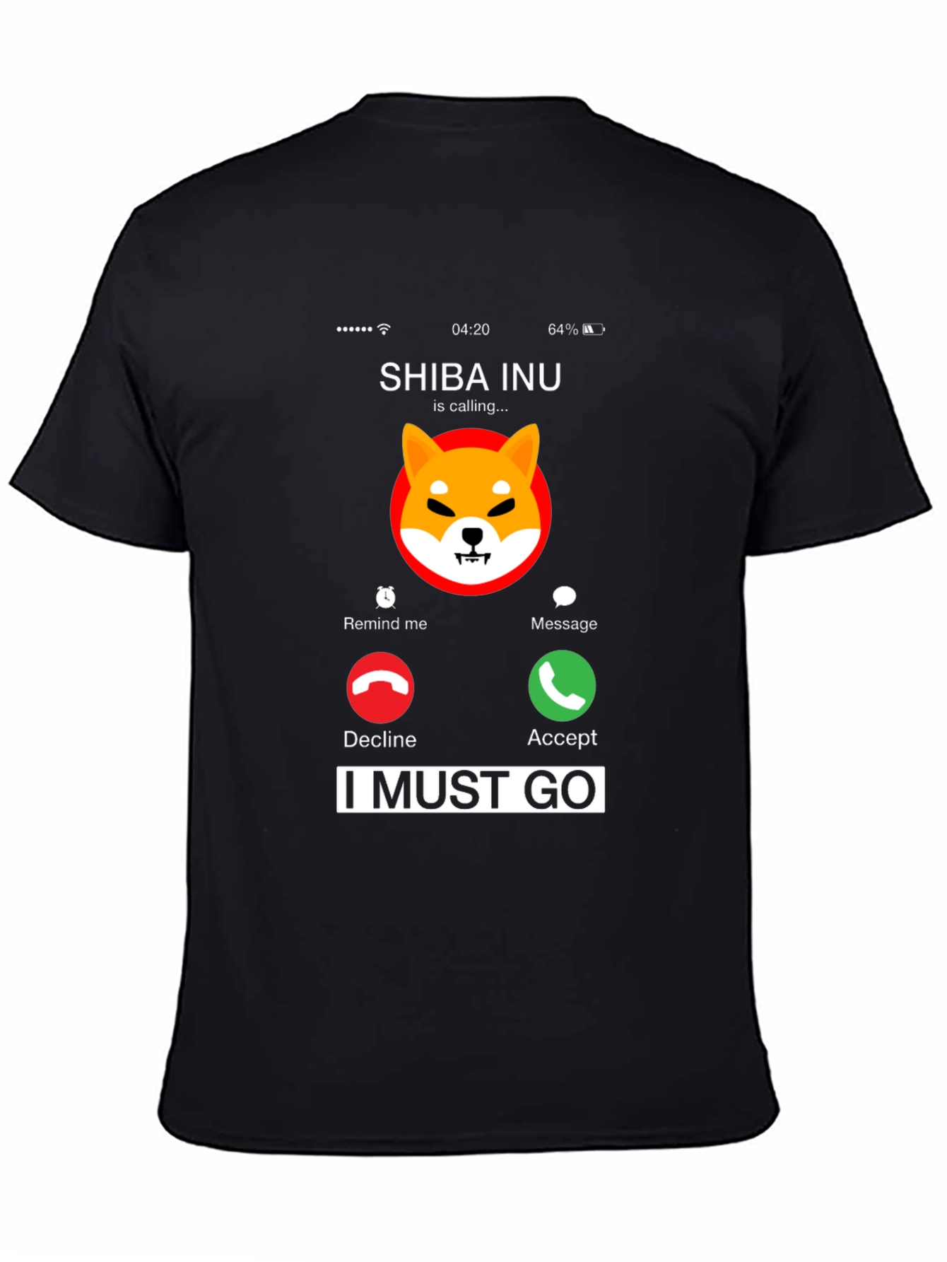 Shiba Inu Calling Black T-Shirt - I Must Go